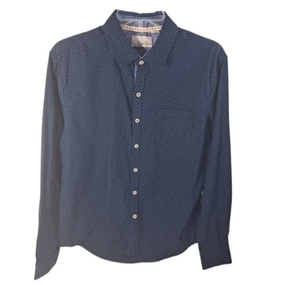 Craft+Flow Boys Blue Button Long Sleeve Collared Shirt‎ Size S 100% Cotton